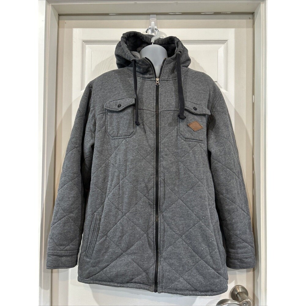 Rip Curl Gray Quilted Flannel Lined Trucker Hooded Jacket Men's XXL